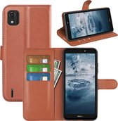 Nokia C2-2E Hoesje - MobyDefend Kunstleren Wallet Book Case (Sluiting Voorkant) - Bruin - GSM Hoesje - Telefoonhoesje Geschikt Voor Nokia C2-2E - Nokia C2 2nd Edition