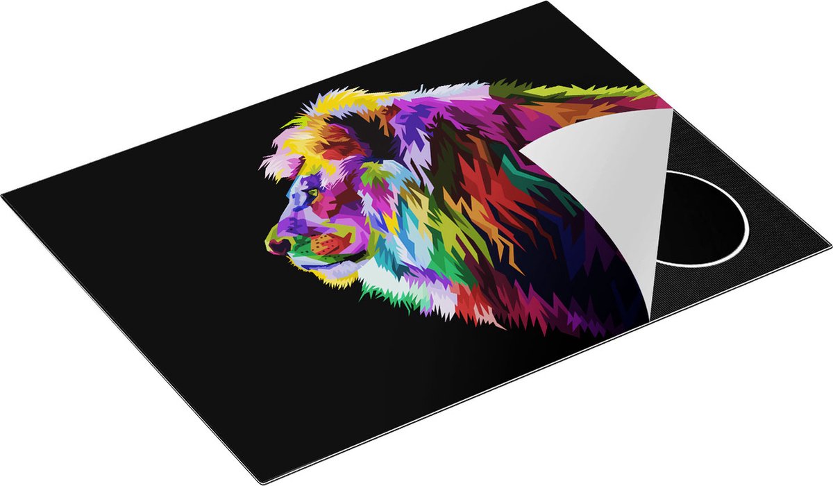 Chefcare Inductie Beschermer Gekleurde Leeuw - Abstract - Kleur - 70x52 cm - Afdekplaat Inductie - Kookplaat Beschermer - Inductie Mat