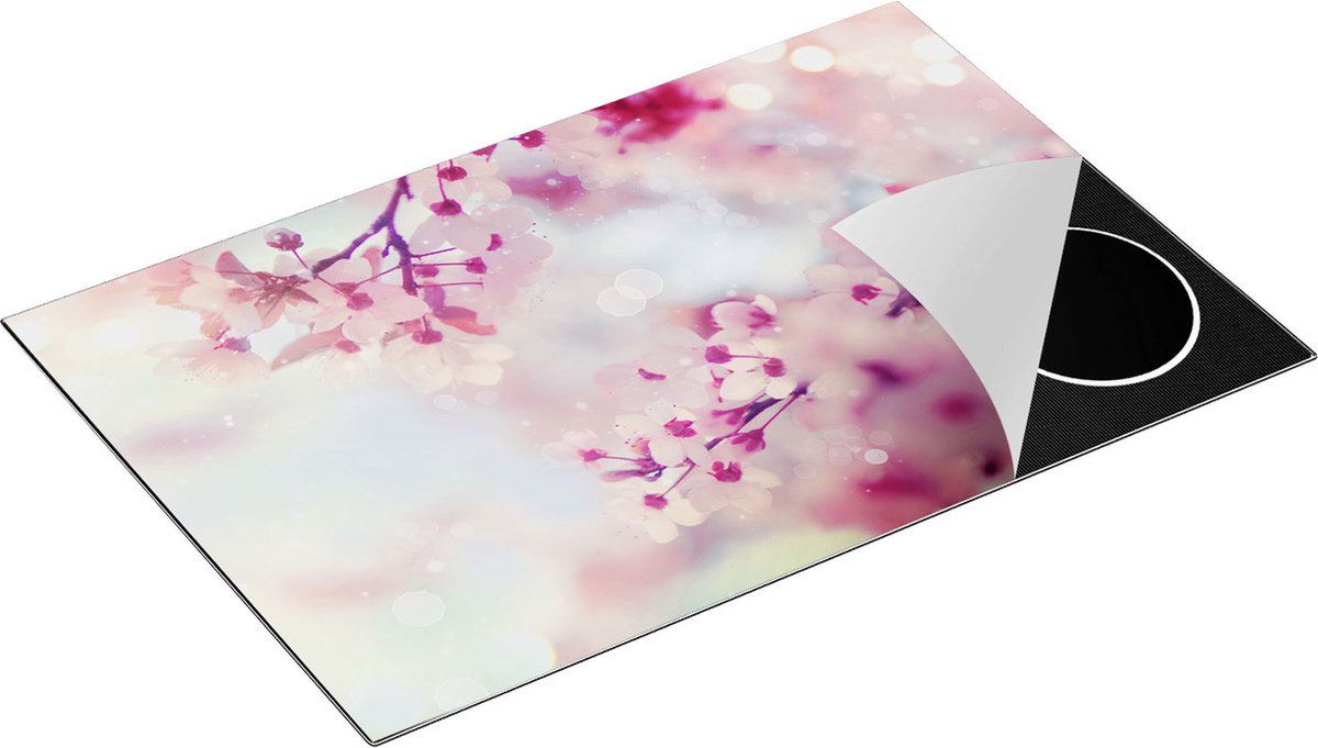 Chefcare Inductie Beschermer Roze Bloesemboom met Zonneschijn - 80x50 cm - Afdekplaat Inductie - Kookplaat Beschermer - Inductie Mat
