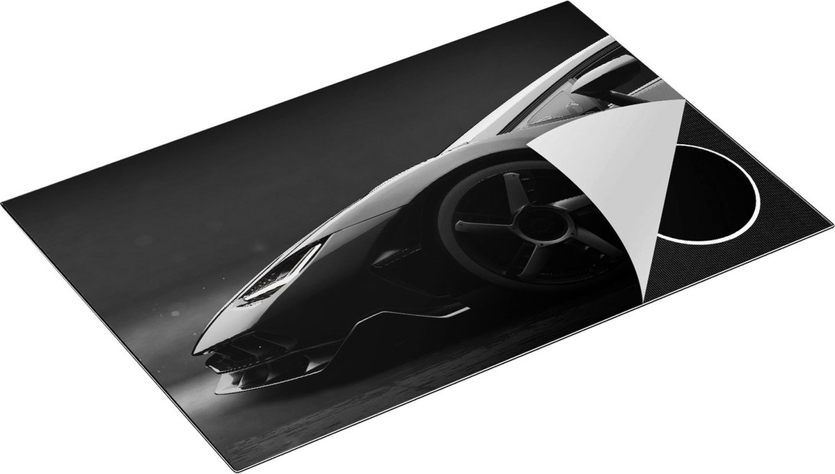 Chefcare Inductie Beschermer Zijaanzicht Zwarte Sportwagen Auto - 80,2x52,2 cm - Afdekplaat Inductie - Kookplaat Beschermer - Inductie Mat