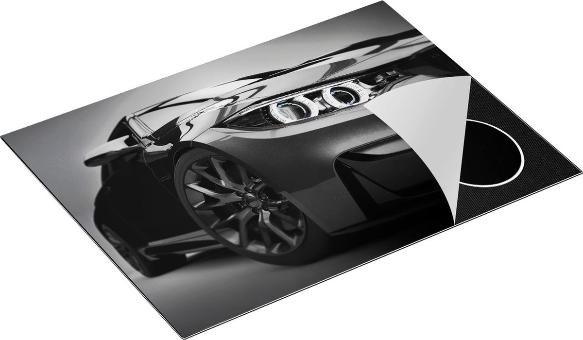 Chefcare Inductie Beschermer Grijze Sportwagen Auto - Zwart Wit - 70x55 cm - Afdekplaat Inductie - Kookplaat Beschermer - Inductie Mat