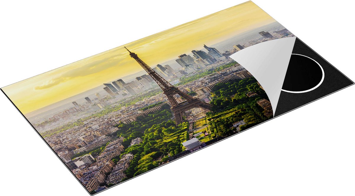 Chefcare Inductie Beschermer Skyline van Parijs met de Eiffeltoren - 91,6x52,7 cm - Afdekplaat Inductie - Kookplaat Beschermer - Inductie Mat