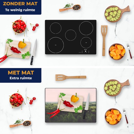 Chefcare Inductie Beschermer Eindeloze Bos met Groene Bomen - 75x52 cm - Afdekplaat Inductie - Kookplaat Beschermer - Inductie Mat