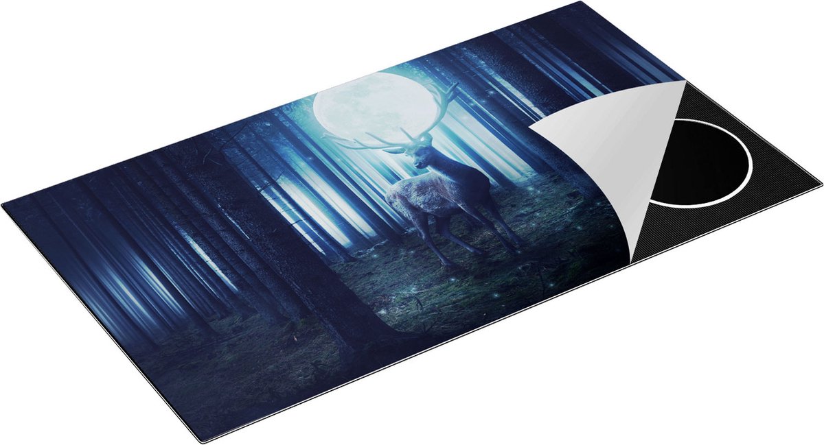 Chefcare Inductie Beschermer Hert in het Bos tijdens Volle Maan - 95x55 cm - Afdekplaat Inductie - Kookplaat Beschermer - Inductie Mat