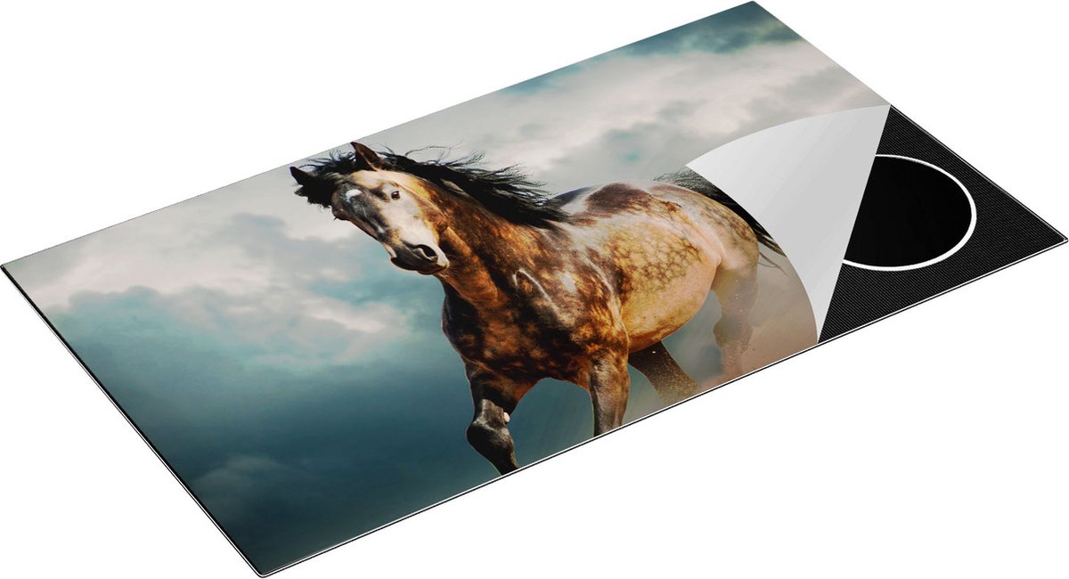 Chefcare Inductie Beschermer Wilde Paard in het Zand - 95x50 cm - Afdekplaat Inductie - Kookplaat Beschermer - Inductie Mat