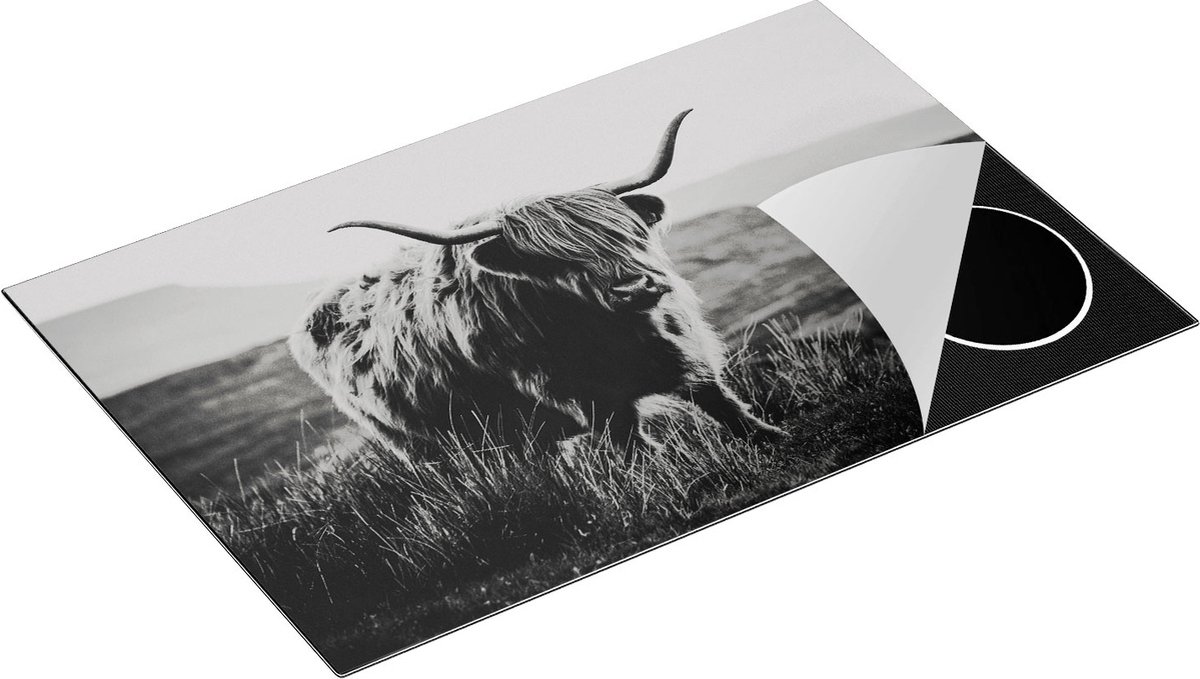 Chefcare Inductie Beschermer Schotse Hooglander Koe - Zwart Wit - 81,2x52 cm - Afdekplaat Inductie - Kookplaat Beschermer - Inductie Mat