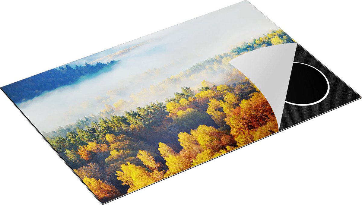 Chefcare Inductie Beschermer Gekleurde Herfstbos met Mist - 81,2x52 cm - Afdekplaat Inductie - Kookplaat Beschermer - Inductie Mat