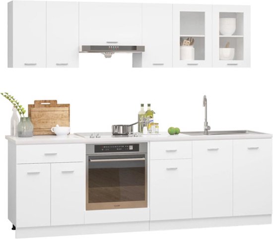 8-delige Keukenkastenset (wit)