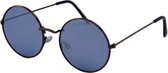Hidzo Volwassen ronde Zonnebril Zwart - UV 400 - Blauwe Glazen
