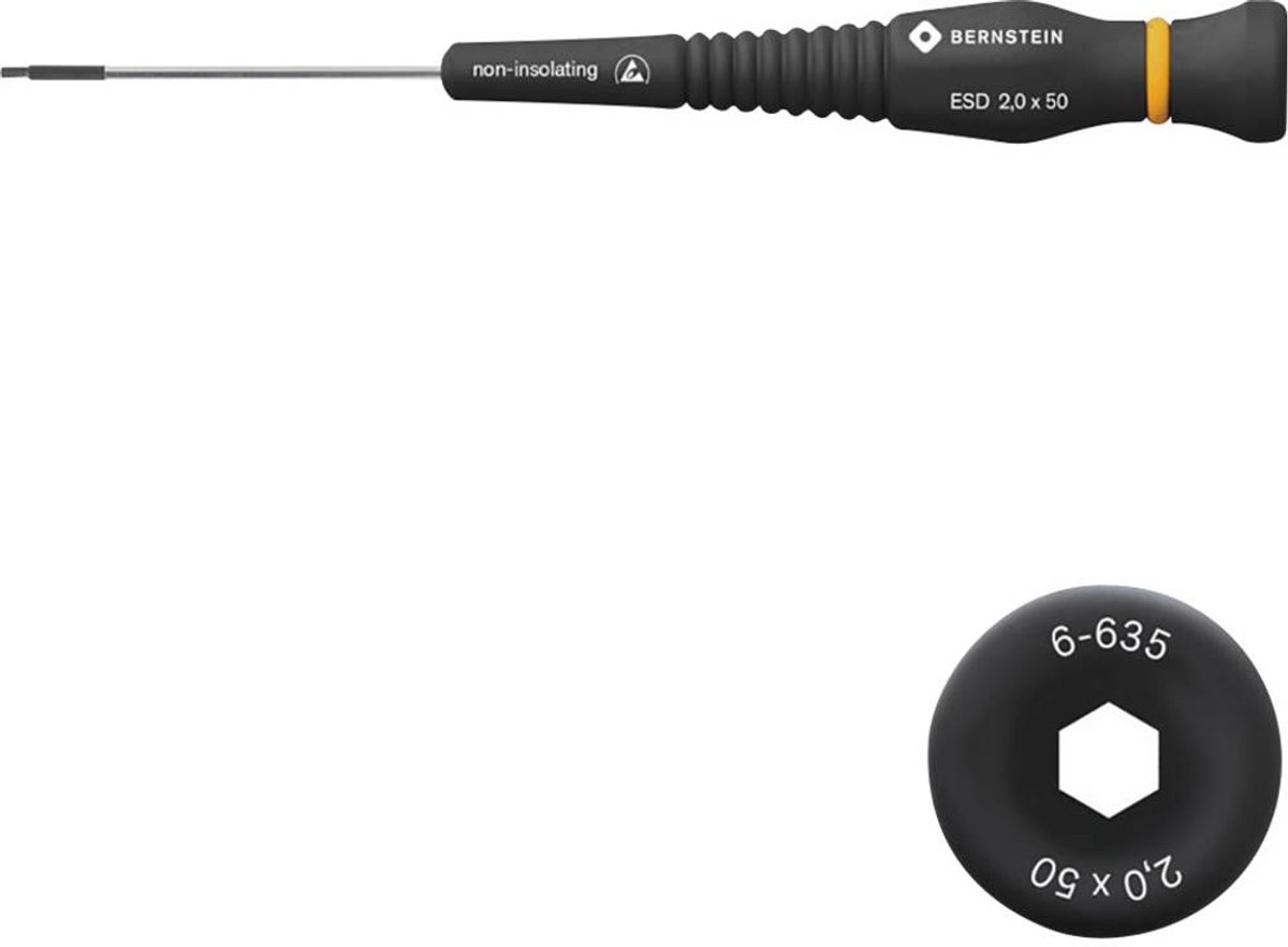 BERNSTEIN Tools for Electronics ESD Inbusschroevendraaier Sleutelbreedte (metrisch): 2 mm Koplengte: 50 mm Afmeting, le