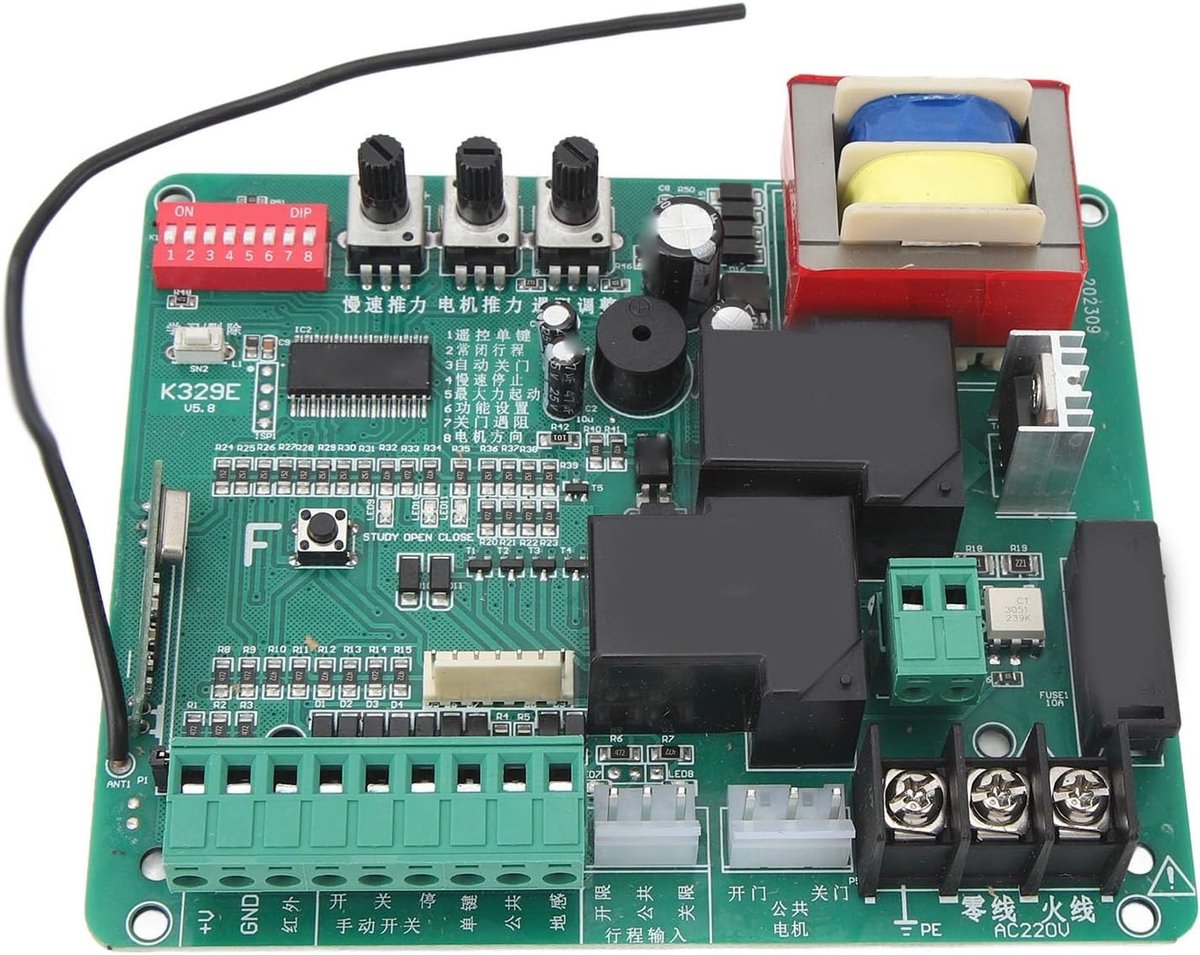 Circuitplaat voor gemotoriseerde schuifpoort met langzame loopfunctie, LED-indicatoren en handmatige bediening (220V)