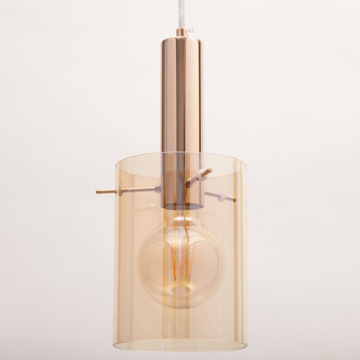 Merkloze Hanglamp Goud met Amberkleurige Kap - E27 Fitting