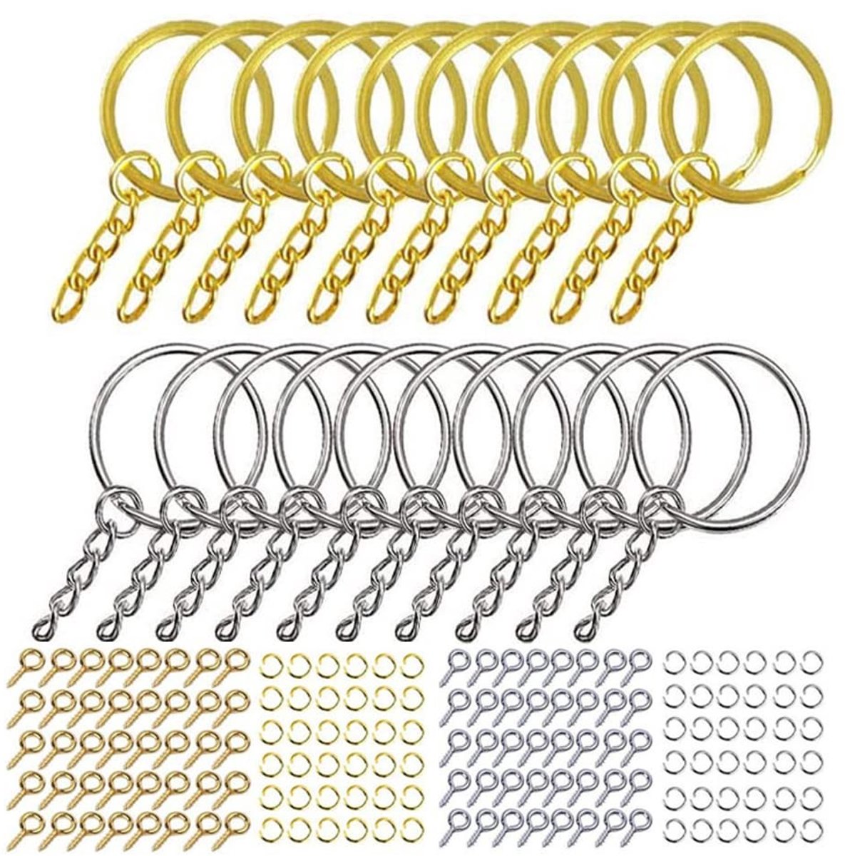 SolidKeus - 220 Stuks Sleutelhangers met Splitringen voor Sleutels en Creatieve Projecten