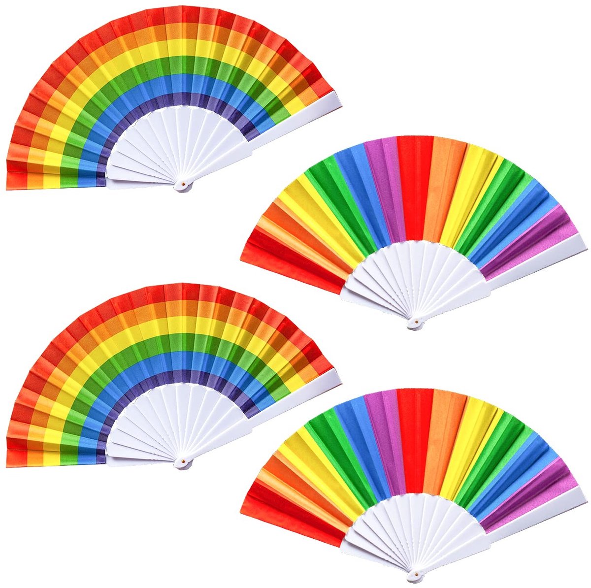 SolidKeus - Set van 4 Vouwbare Regenboog Handfans voor Feestjes en Decoratie