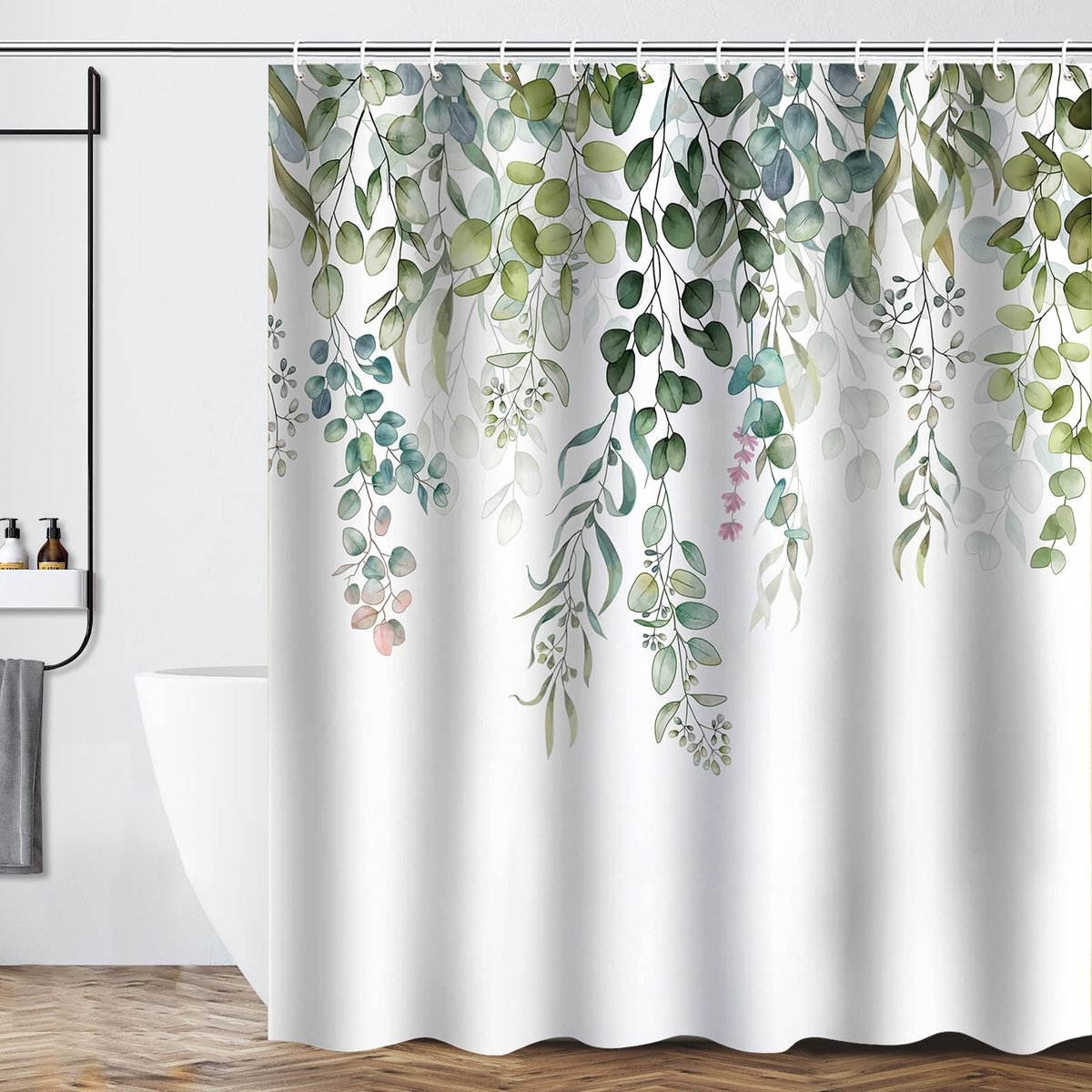 SolidKeus - Douchegordijn Waterdicht met Blauwe Bladeren 183 x 203 cm
