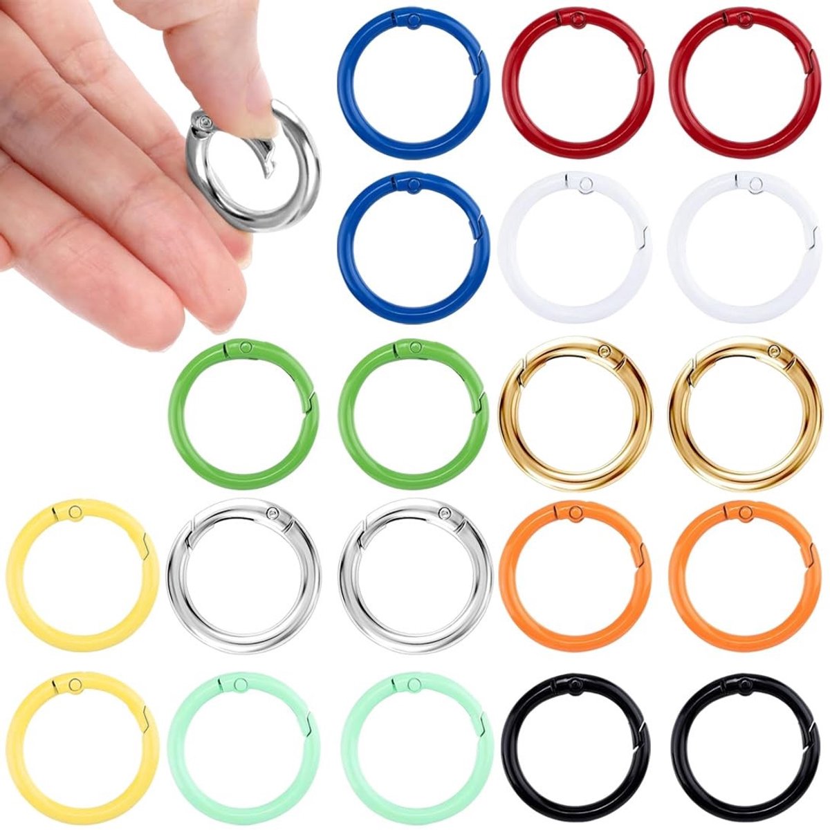 SolidKeus - Set van 20 Mini Carabiners, Metalen Haakjes voor Sleutels