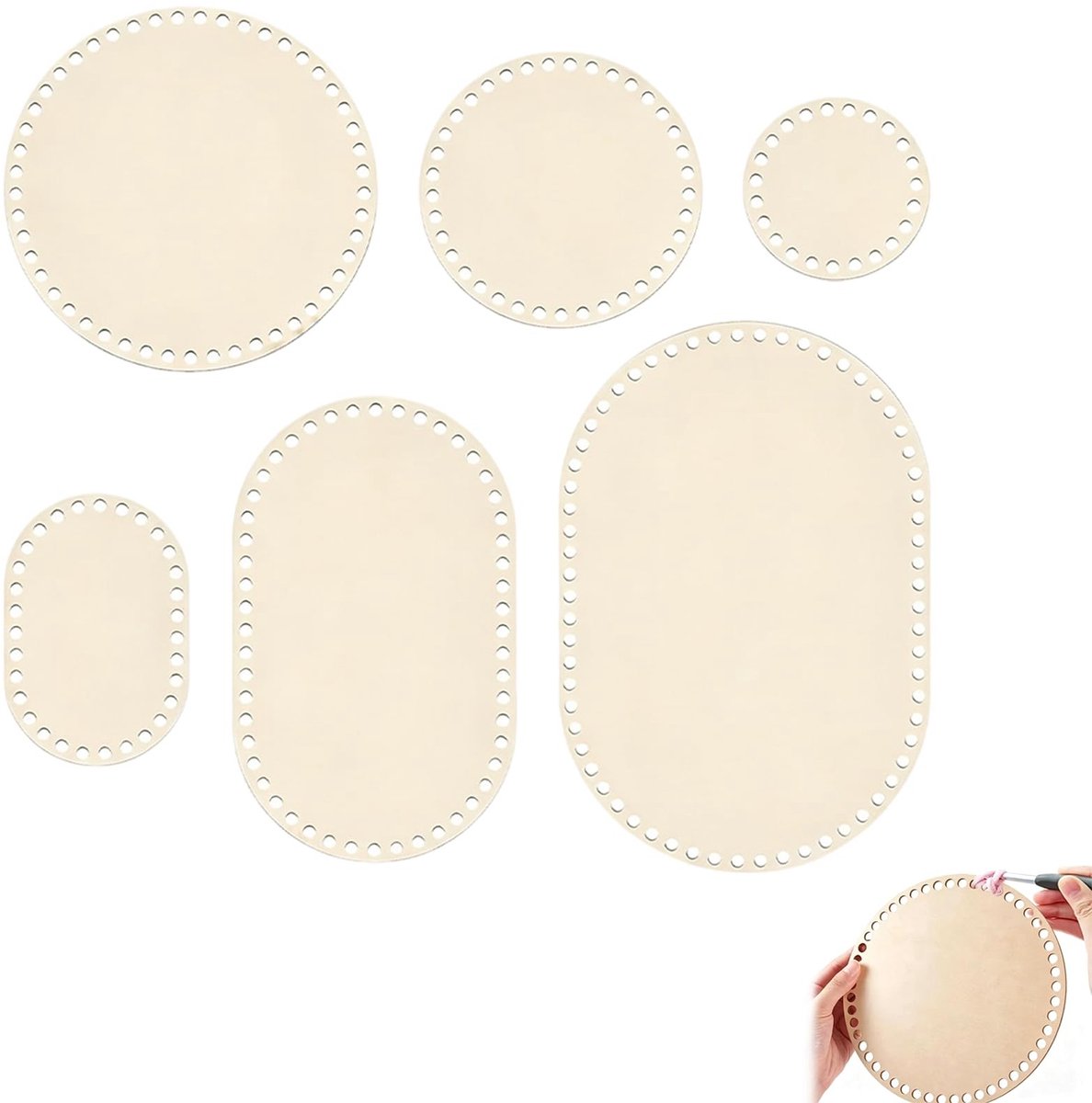 SolidKeus - Set van 6 Houten Bodems voor Mandjes