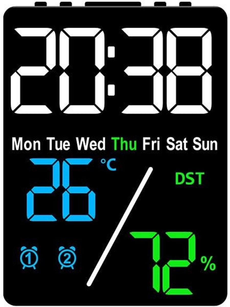 SolidKeus - Digitale Alarmklok met Grote Display en Temperatuurweergave