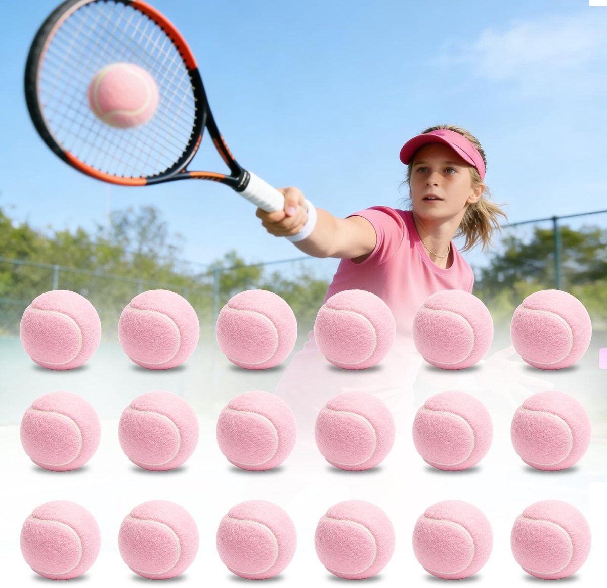 SolidKeus - Set van 18 Honden Tennisballen in Roze