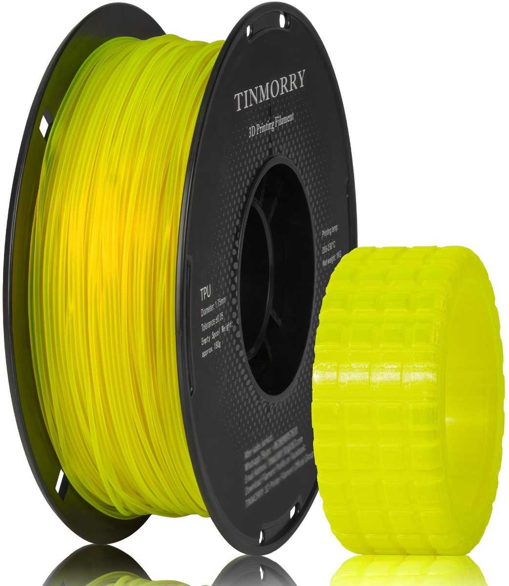 SolidKeus - TPU Filament 1.75mm voor 3D Printers (1KG, Transparant Geel)