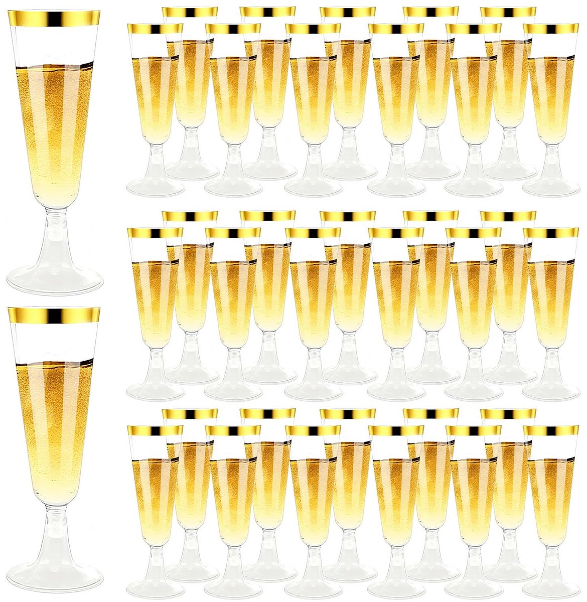 SolidKeus - Set van 100 Herbruikbare Plastic Champagneglazen