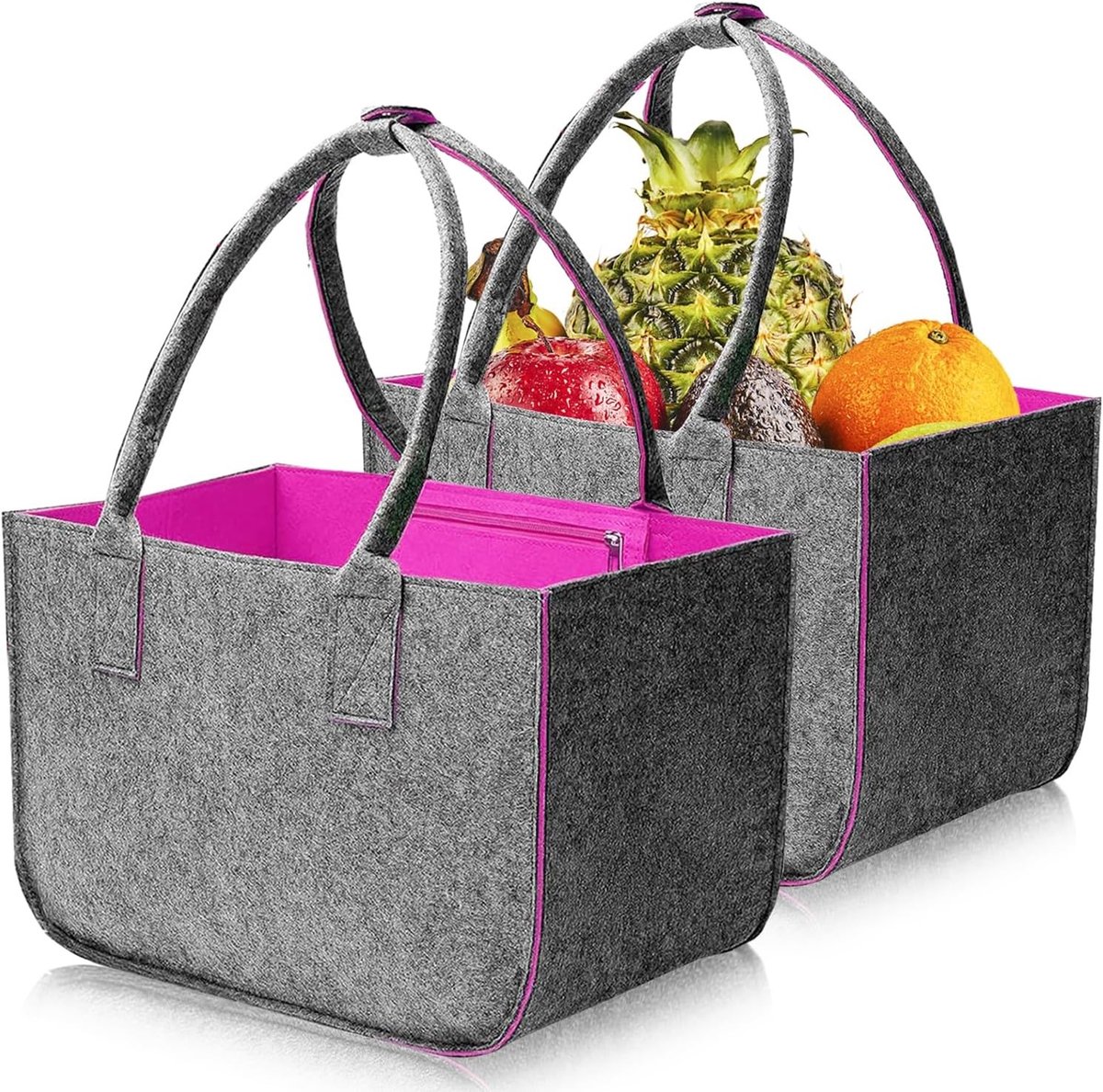 Grote Vouwbare Shopper van Vilt, 30L, Met Lange Handvatten en Binnenzak, Ideaal voor Boodschappen en Winkelen