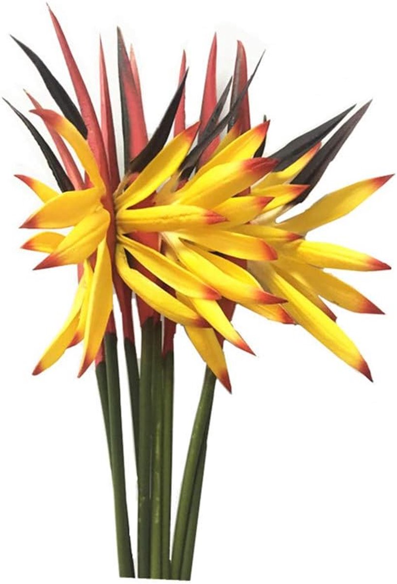 Kunstbloemen buiten UV-bestendig, vervaagt niet valse plastic planten, bloemsteel 5 mm, kunstbloemplanten klein bloemstuk voor thuiskantoor, 8 stuks (geel)