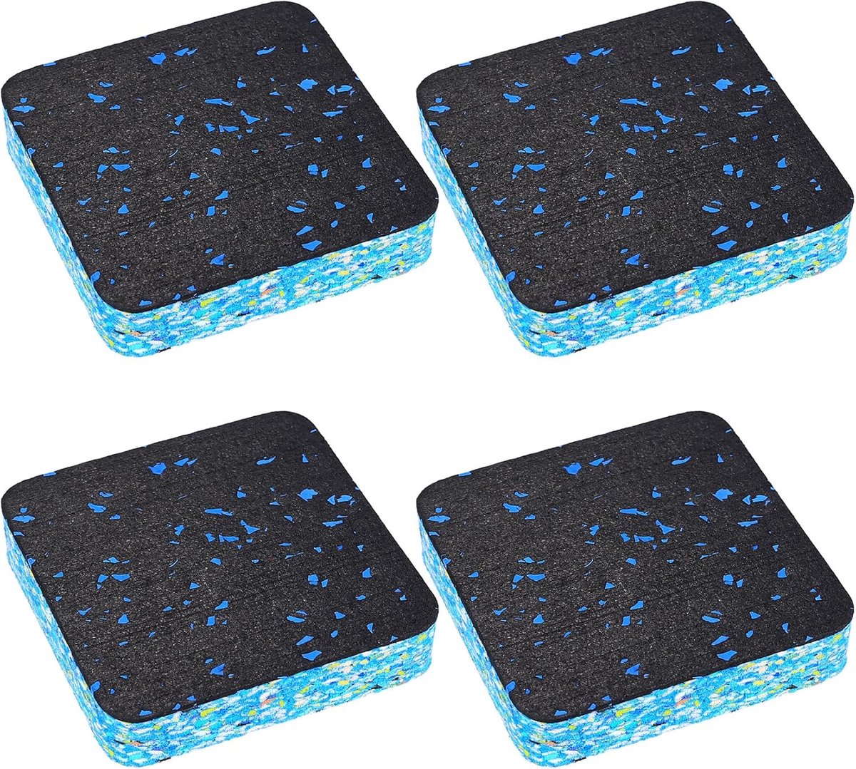 Geluidsisolatiepads voor wasmachinesokkel, set van 4, anti-trillingsmat, 10 x 10 x 2 cm, voor wasmachine, droger en fitnessapparaten, hoogwaardig rubber, antislip en vloervriendelijk, extreem