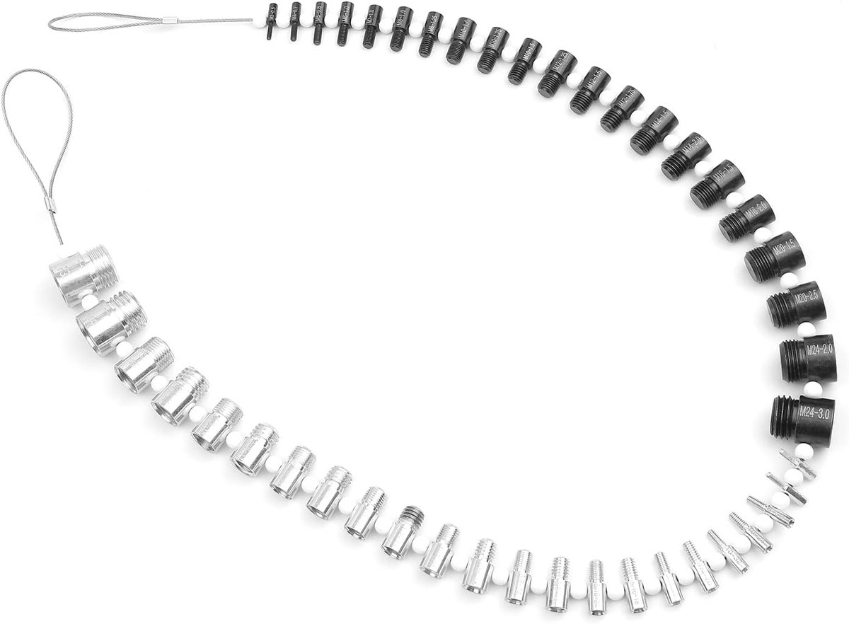 Schroef- en moeren schroefdraadtester (inch en metrisch) 44 buiten- en binnenmeetinstrumenten - 23 inch en 21 metrische maten