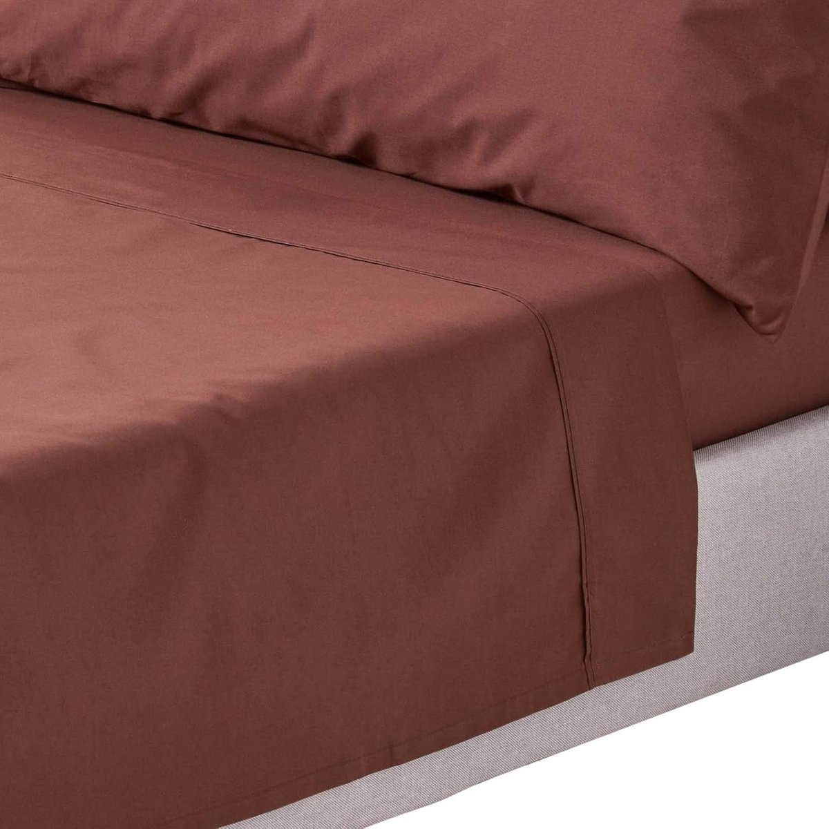 Percal bedlaken zonder elastiek, bruin, 270 x 300 cm, katoenen laken zonder spanrand, huisdoek, Egyptisch katoen