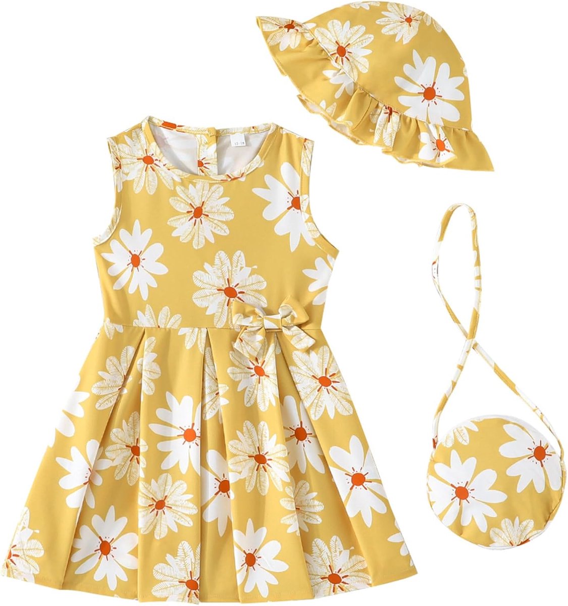 Zomerjurk voor peutermeisjes met zonnehoed en tas leuke casual mouwloze outfits met strik baby strandkleding