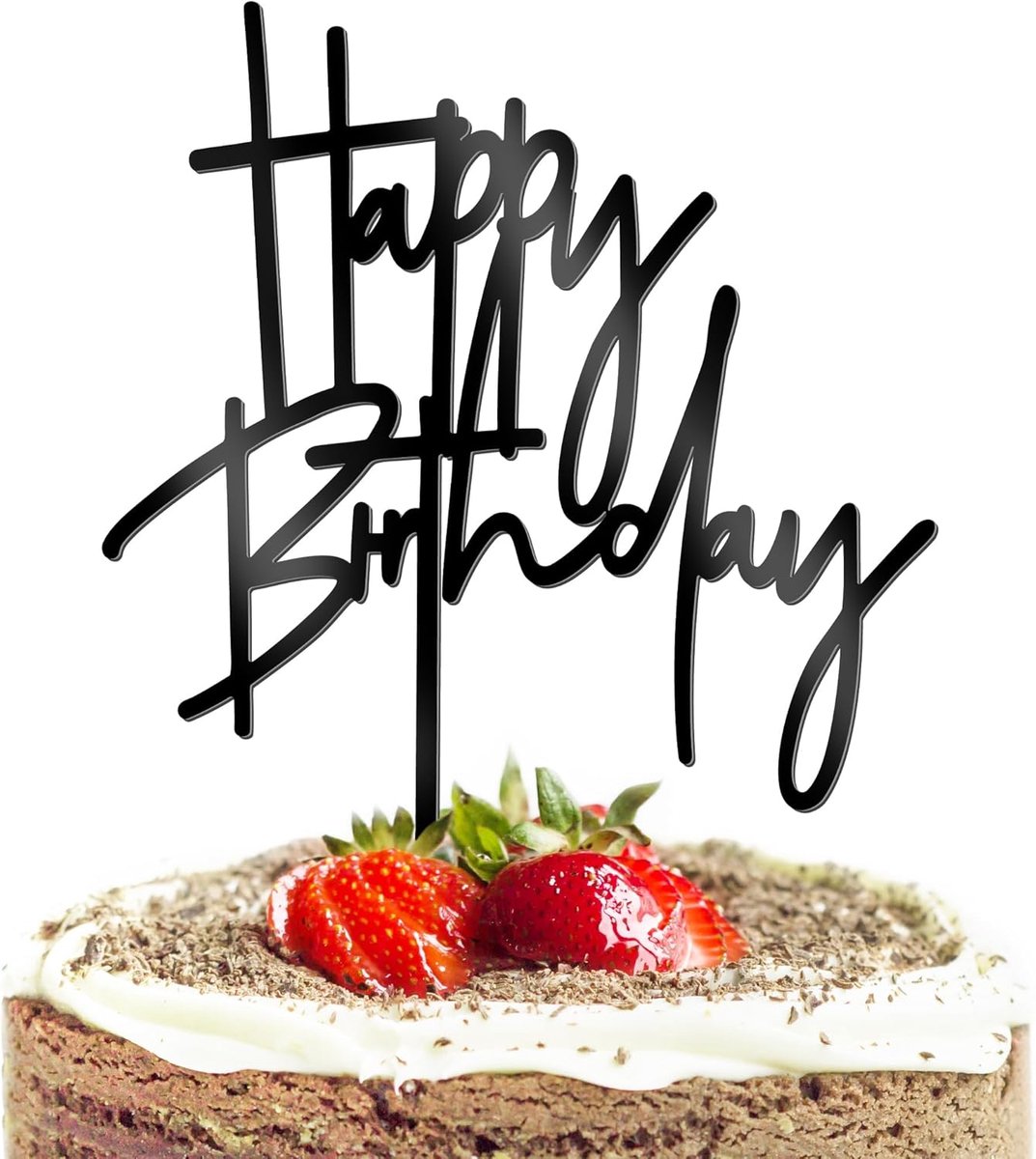 Birthday taartdecoratie, Happy Birthday taarttopper, taarttopper, verjaardag, acryl, verjaardagstaartdecoratie, taartdecoratie voor meisjes, jongens, vrouwen, mannen, zwart