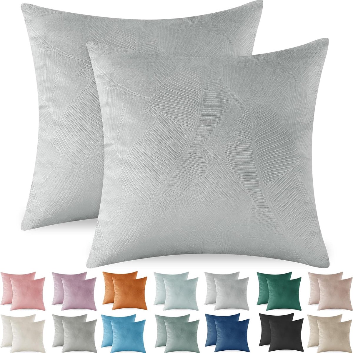 Kussensloop 45x45 Corduroy Kussenhoes Zacht Kussenbeschermer, Modern Sofa Decoratief Kussenhoesje voor Woonkamer Slaapkamer, Hypoallergeen Ademend Kussenomslag Set van 2, Zilvergrijs