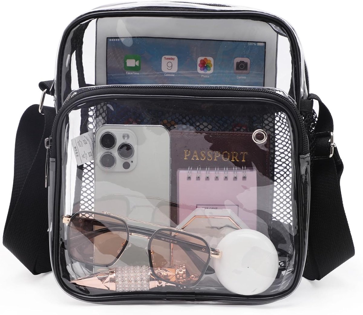 Clear Sling Bag Mannen Stadion Goedgekeurde Transparante Schoudertas voor Vrouwen Crossbody Tas met Verstelbare Riem, T560