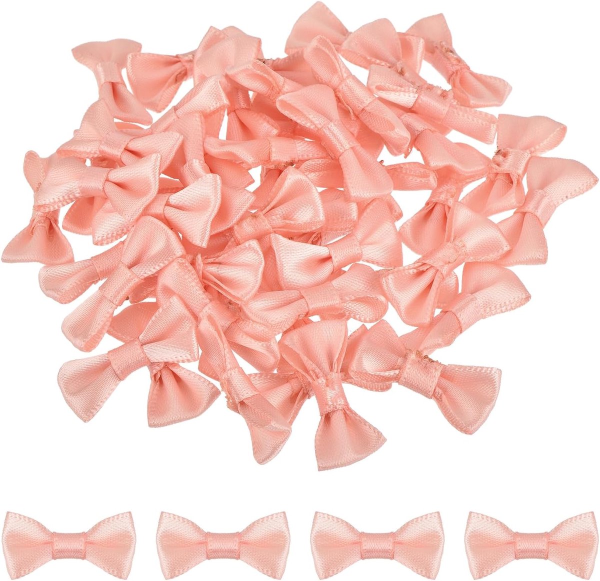 100 stuks roze crème strikken 3,5 x 1,6 cm mini-strikjes voor knutselen, kleine satijnen strikken, grote verpakking voor doe-het-zelf naaien, scrapbooking, huwelijkscadeau, cadeau,