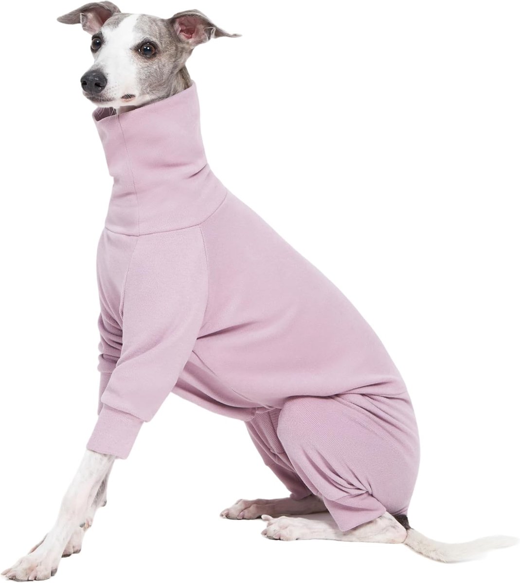 Katoenen pluizige onderbroek-overall voor Italiaanse Windhonden, Whippets, super zacht warme pyjama en jumpsuit (Groot, Paars)
