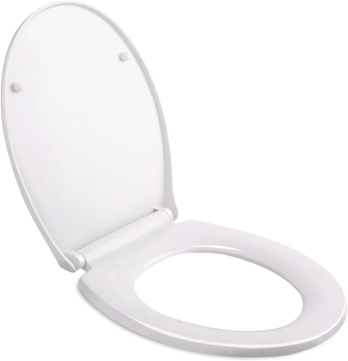 Toiletdeksel, ovaal, wc-deksel met quick-release-functie, softclosemechanisme en verstelbare roestvrijstalen scharnier, antibacteriële wc-bril, O-vorm, PP toiletbril (440 x 375 x 54 mm)
