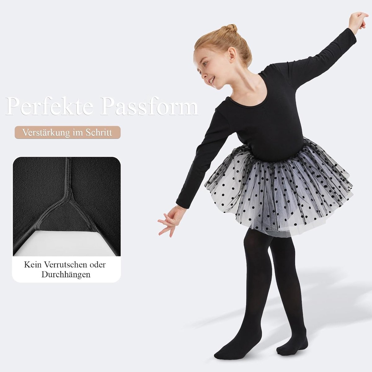 Panty voor meisjes, 60 denier, halfondoorzichtig, microvezel, danspanty met voet