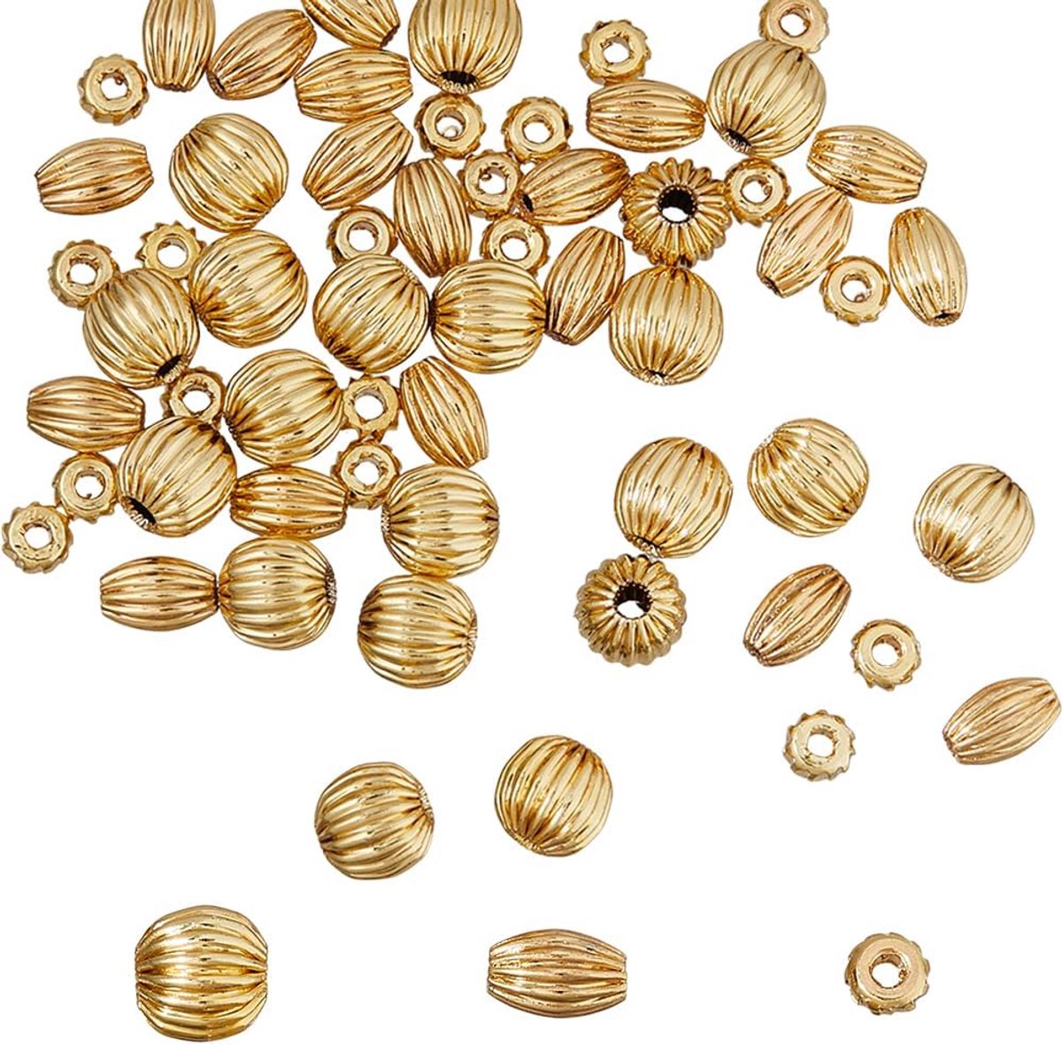 Kralen 3 stijlen messing metalen afstandhouders losse kralen gepolijst glad massief rond rond ovaal losse kralen voor halskettingen, armbanden, oorbellen, sieraden