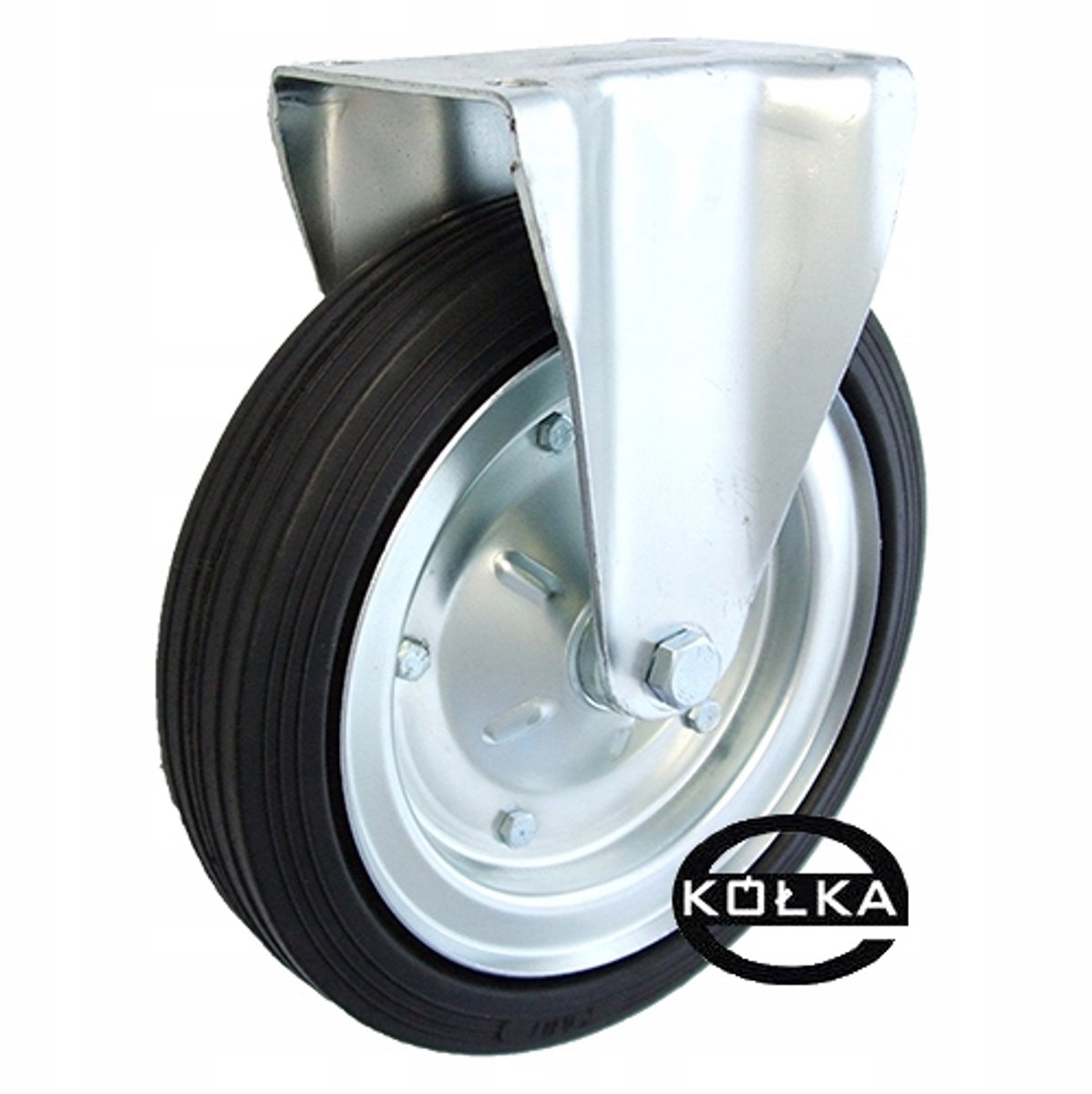 Metaal-rubber wiel 250mm met vaste behuizing