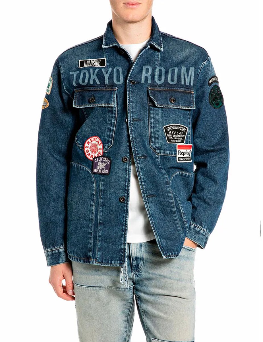 Replay M13md.0pl.79522f Jas Blauw 2XL Man