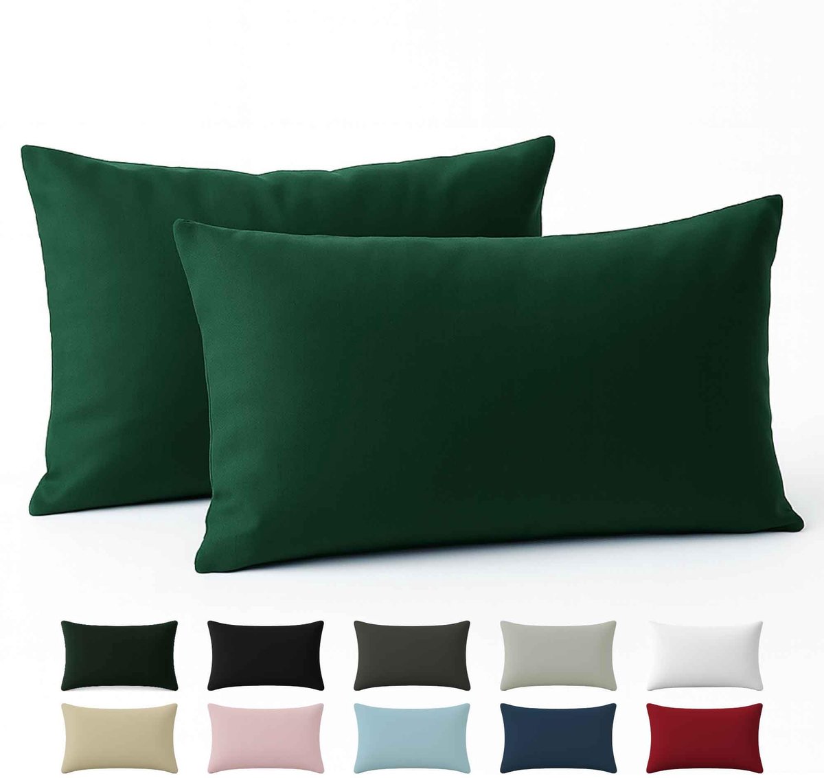 Kussenhoes 30x50 cm - 100% Katoen - Groen