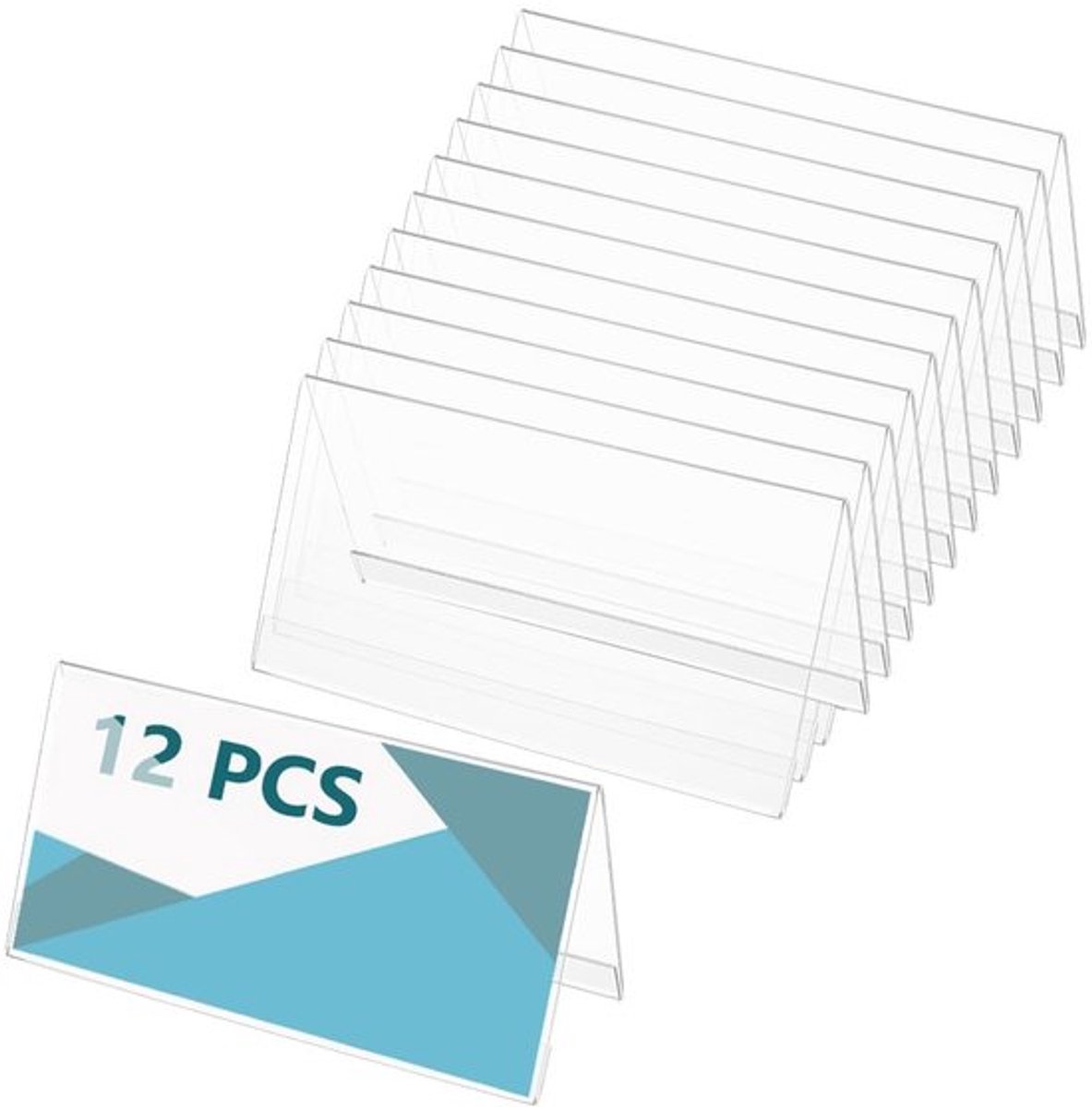 Naambordje 12 Stuks - Bureaunaamplaathouder Transparant - 200 × 79 mm - Professioneel - Voor Kantoor/Conferenties - Gestandaardiseerde Evenementensfeer - Naamplaatje