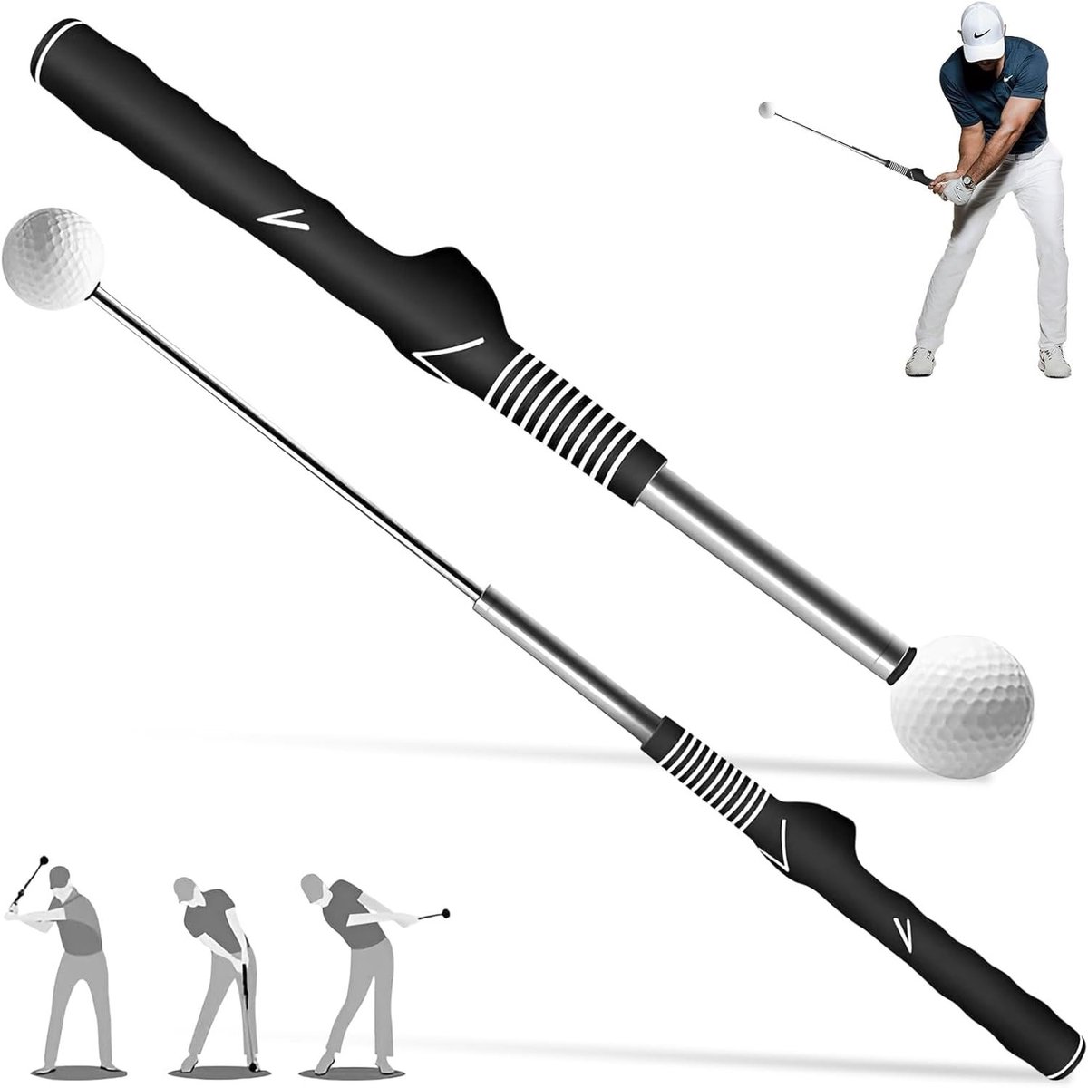 Verstelbare Golf Swing Trainer met Ritmisch Klikgeluid voor Verbetering van Techniek en Houding, Ideaal voor Binnen en Buiten, Geschikt voor Krachttraining en Oefeningen