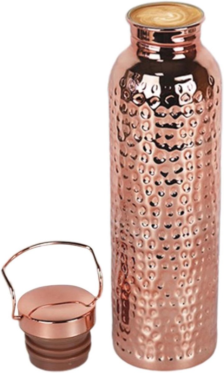Koperen Waterfles - Drinkfles Koper - Buiten Hydrateren - 3D Antislip Textuur - 800ml - Koper