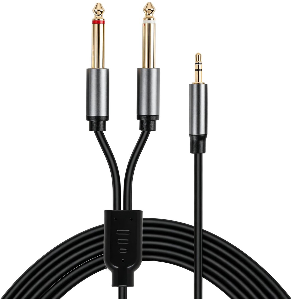 SolidKeus - Audiokabel 3,5 mm Jack naar 2 x 6,35 mm Mannelijk Y-splitter