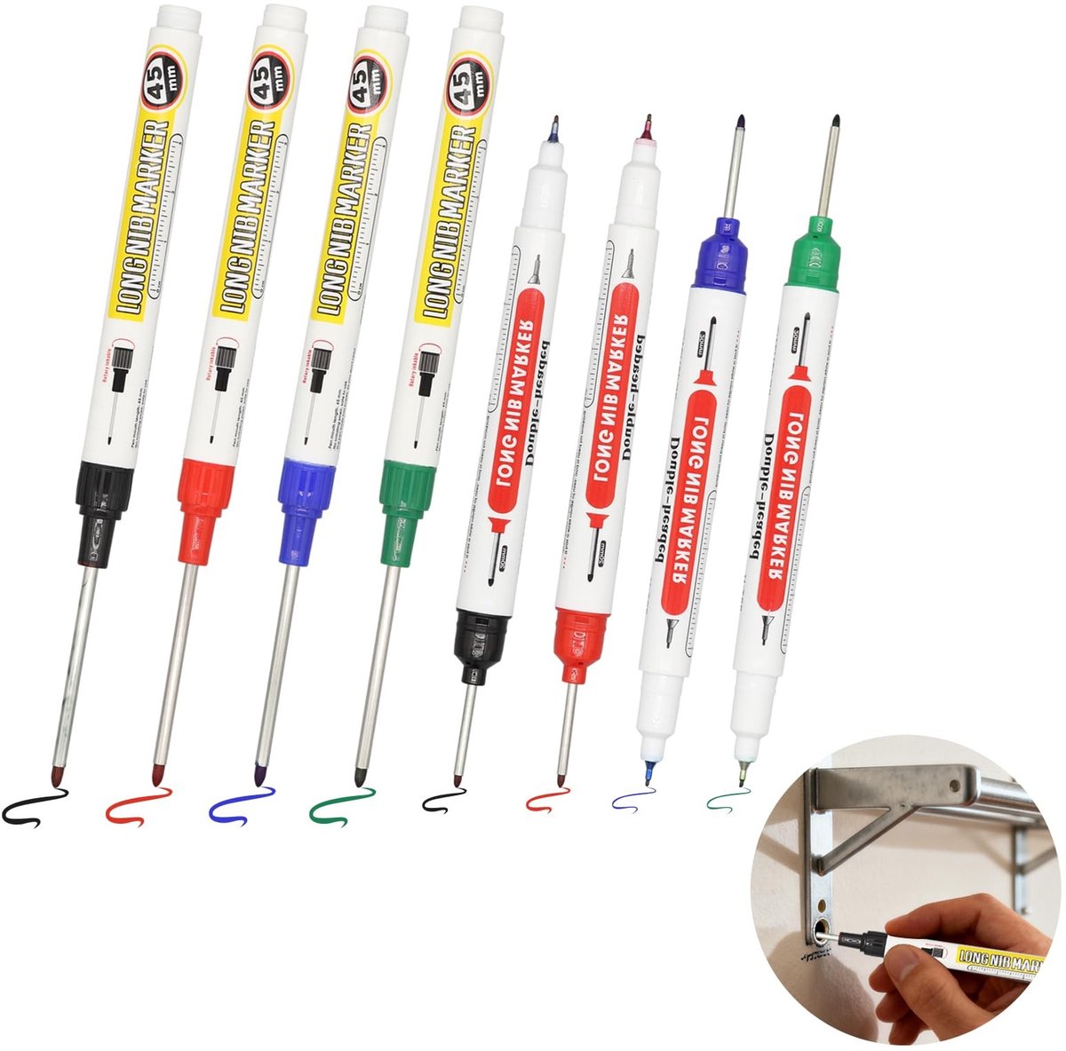 SolidKeus - Set van 8 Diepte Markers met Dubbele Punt en Waterdichte Inkt