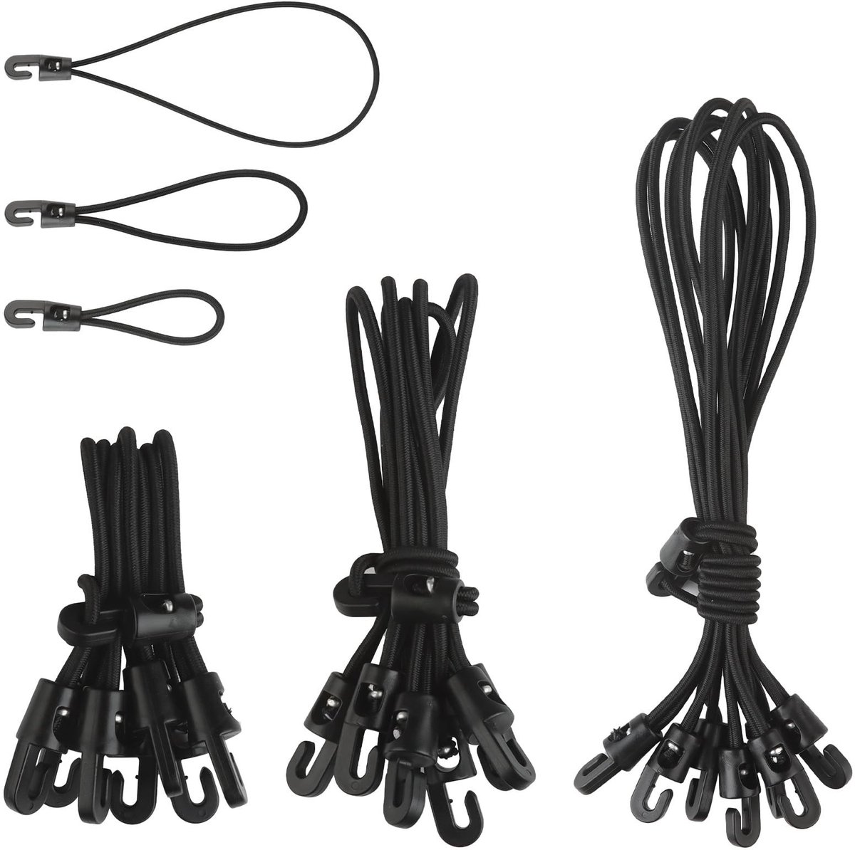 SolidKeus - Set van 24 Bungee Cords met Haken voor Diverse Toepassingen