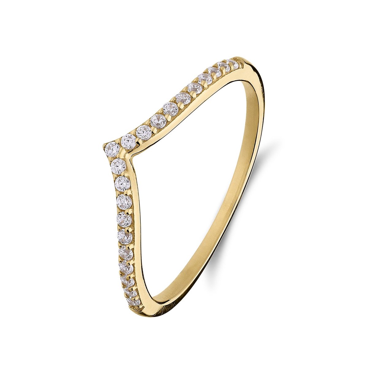 Lucardi Dames 14 karaat gouden ring met zirkonia - Ring - 14 Karaat Goud - Goud - 17 / 53 mm