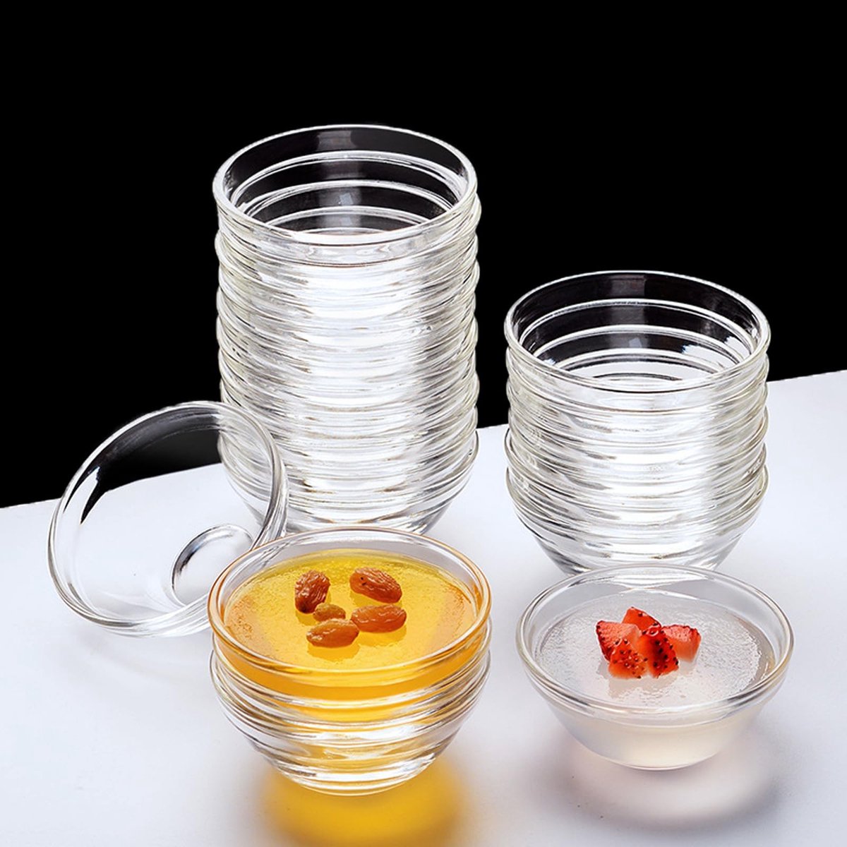 SolidKeus - Set van 10 Mini Glazen Dipschalen